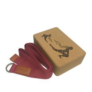 Laser Engraved Cork Block & Strap Combo-Red Strap